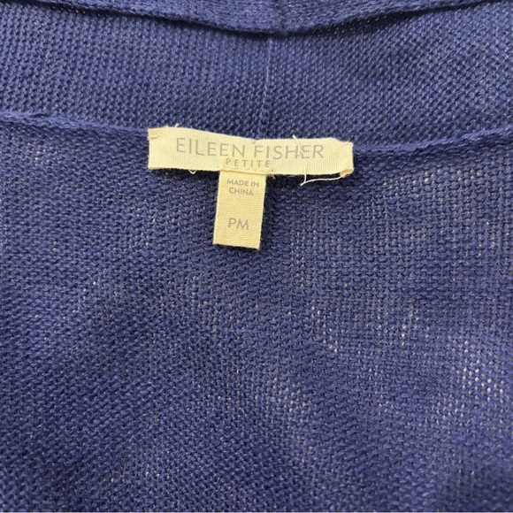 Eileen Fisher Open Knit Drape Cardigan Purple Blue Linen Size Petite Mesium - Picture 3 of 6